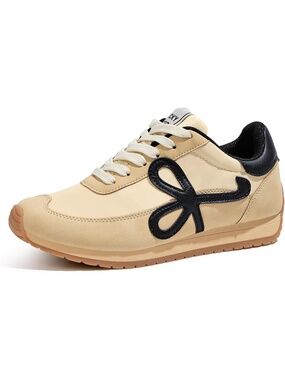 Women's Beige/Black Trendy Walking Shoes Classic Retro Casual Fashion Sneaker